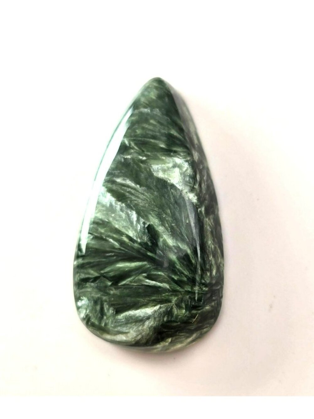 Seraphinite Polished Gemstone Cabochon Teardrop Shape 16x22x5.9 JH5007 - Picture 4 of 10